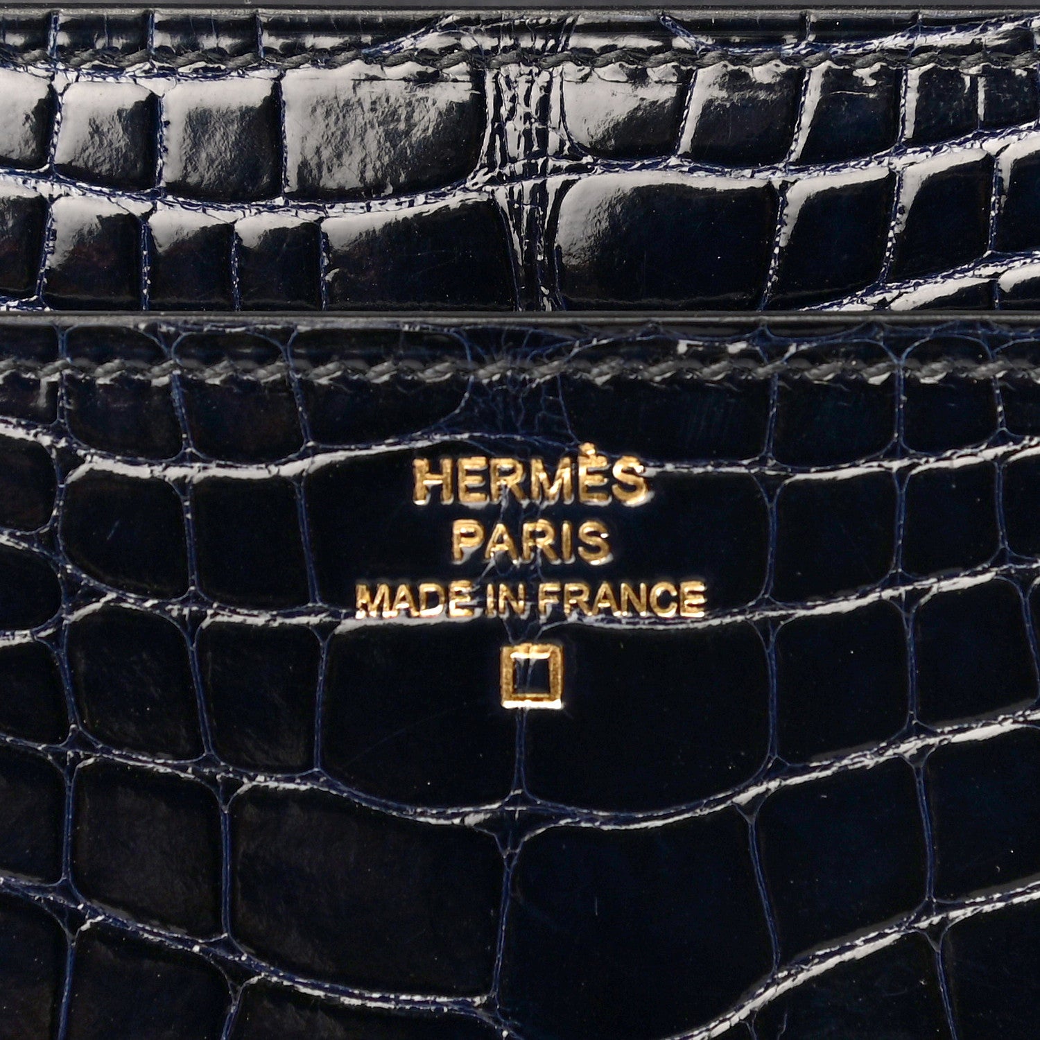 Hermes Shiny Alligator Constance Long Wallet Bleu Marine 6 of 14