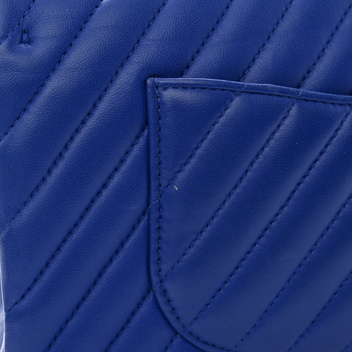 Chanel Lambskin Chevron Quilted Medium Double Flap Blue 11 of 15