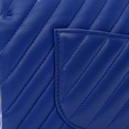 Chanel Lambskin Chevron Quilted Medium Double Flap Blue 11 of 15
