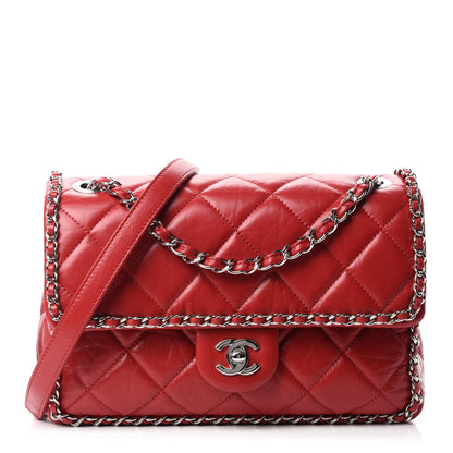 Chanel Crumpled Calfskin Medium Chain All Over Flap Red 1 of 12