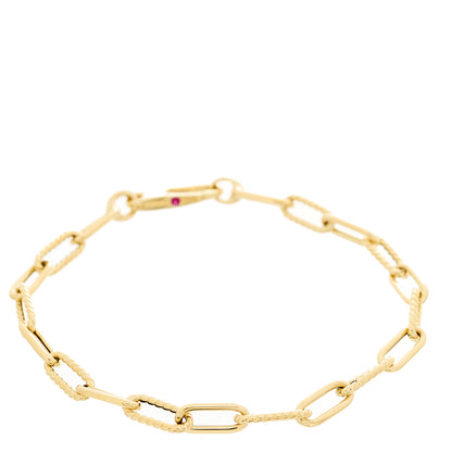 Roberto Coin 18K Yellow Gold Fluted Paper Clip Link Bracelet 1 of 4