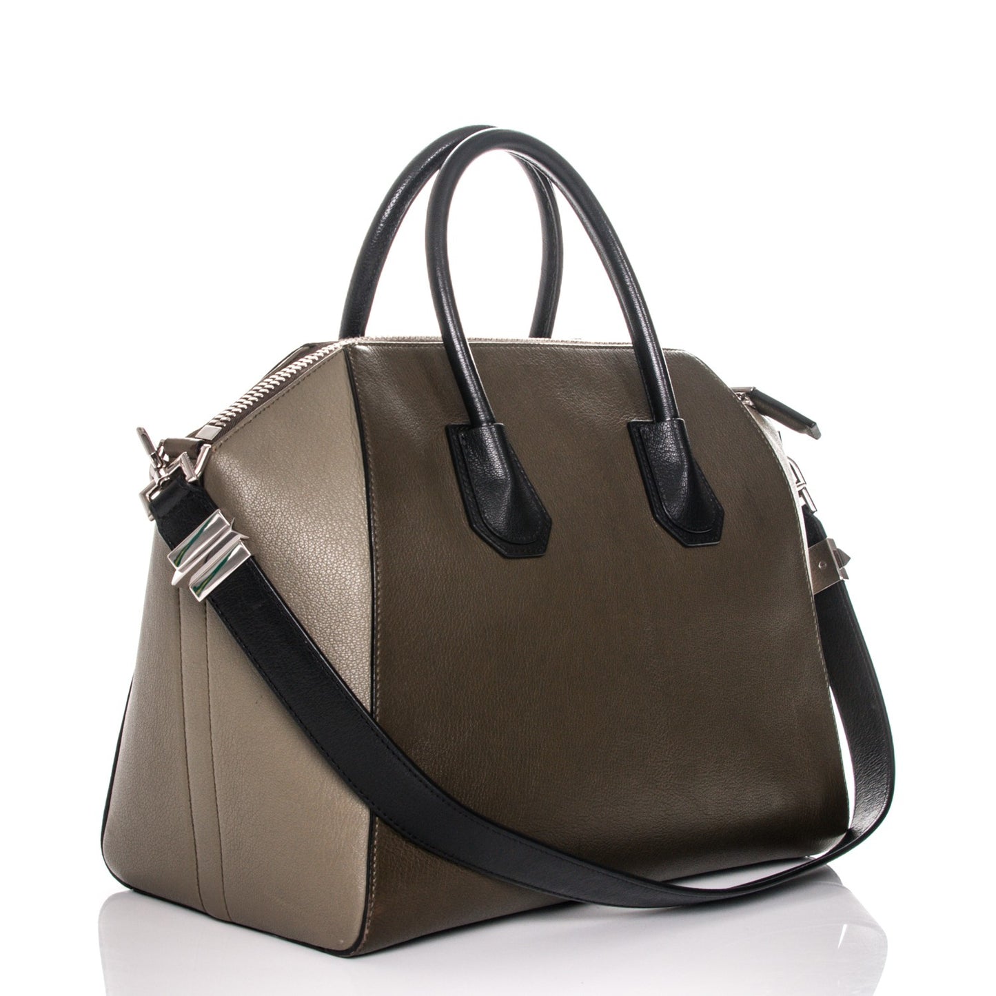 Sugar Goatskin Medium Tri-Color Antigona Khaki Black
