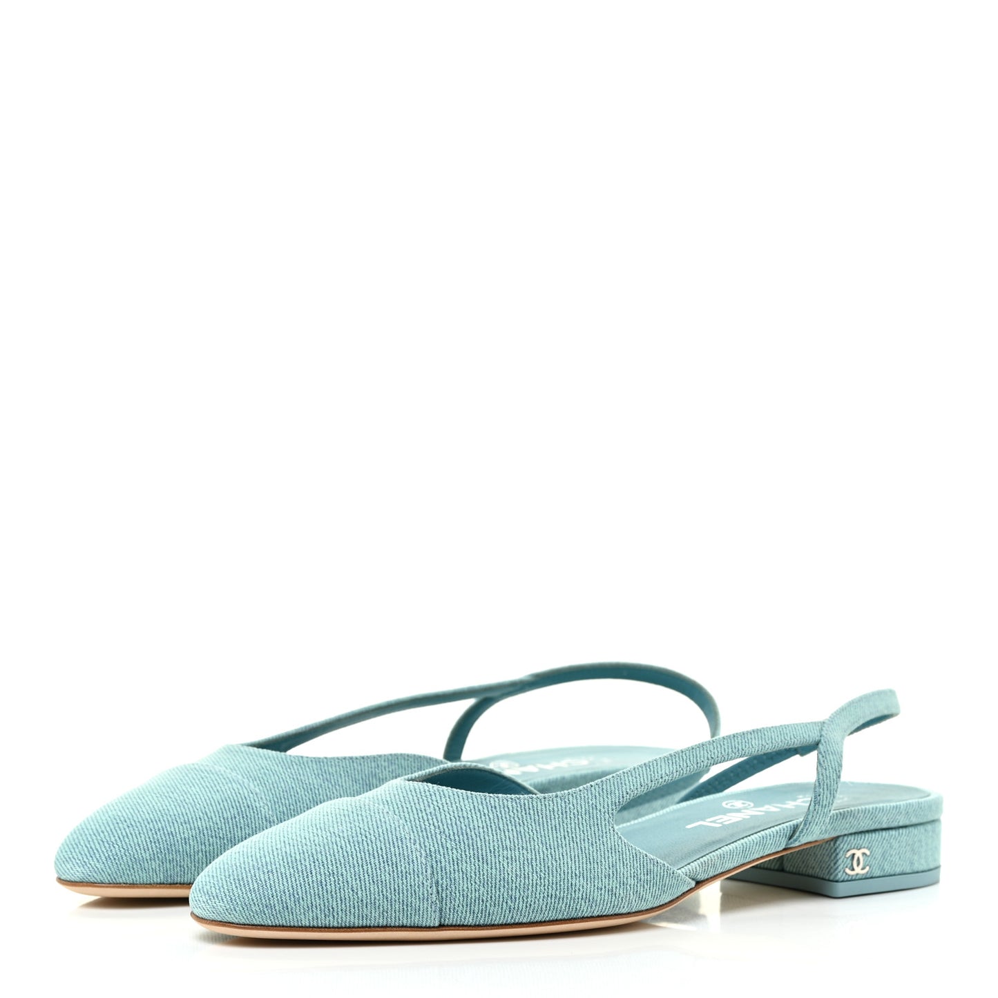 Denim Cap Toe CC Slingback Flats 39 Blue
