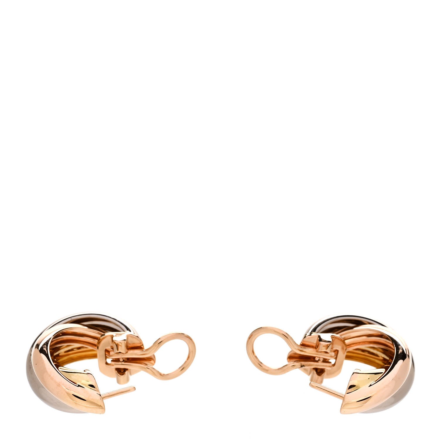 Cartier 18K Pink Yellow White Gold Small Trinity Earrings 3 of 7