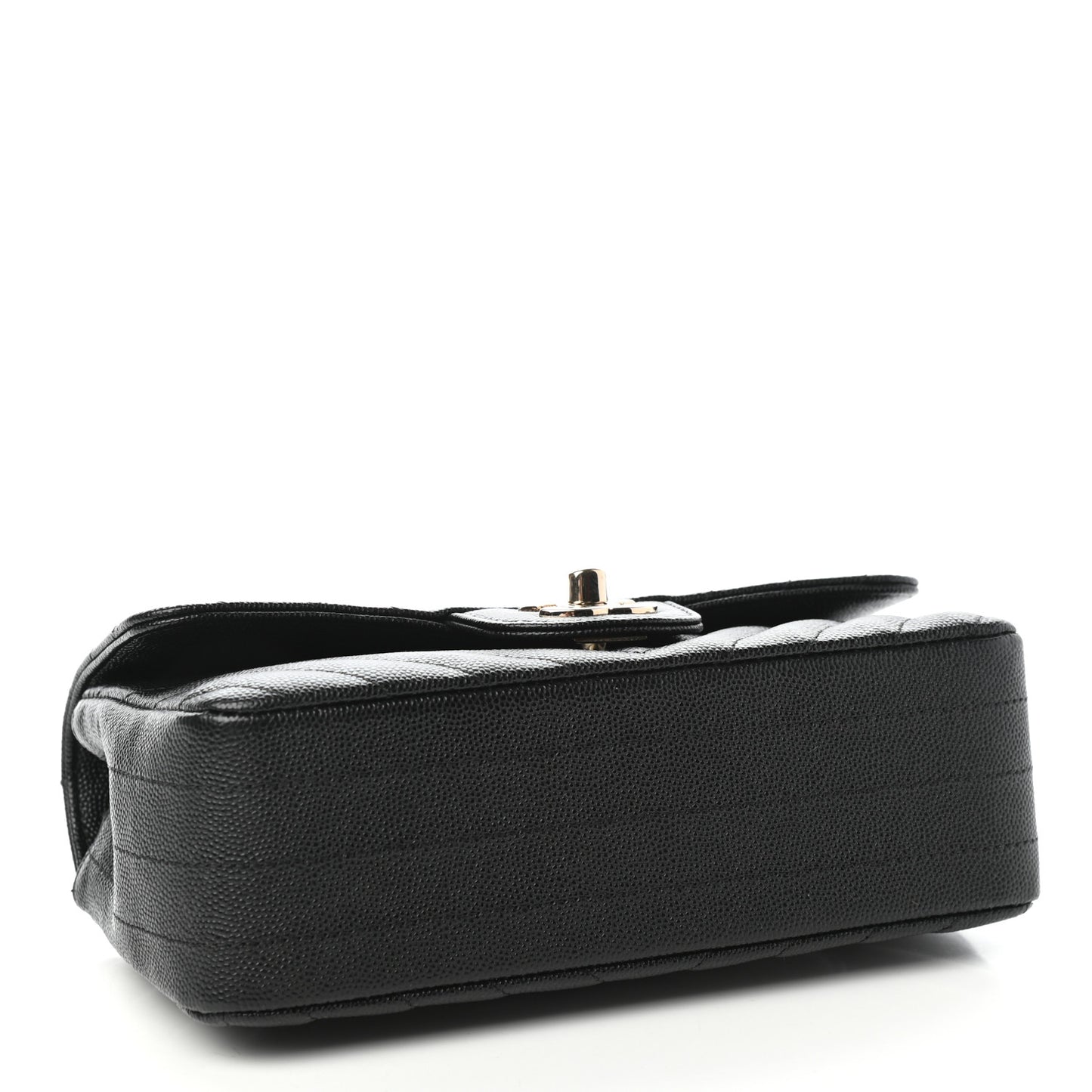 Caviar Chevron Quilted Mini Rectangular Flap Black