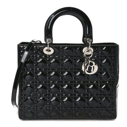 Christian Dior Patent Cannage Large Lady Dior Black 1 of 10