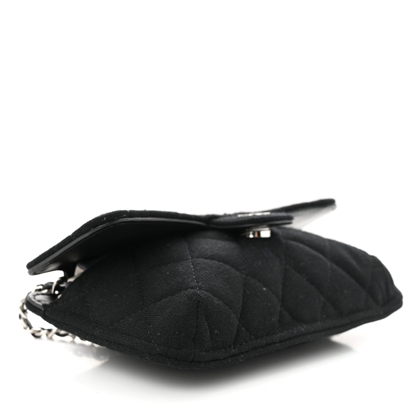 Jersey Fabric Quilted Foldable Tote With Chain Black Multicolor