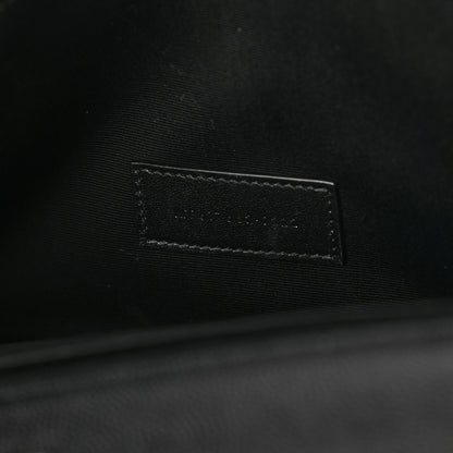 Saint Laurent Grain De Poudre Matelasse Chevron Monogram Envelope Clutch Black 7 of 9