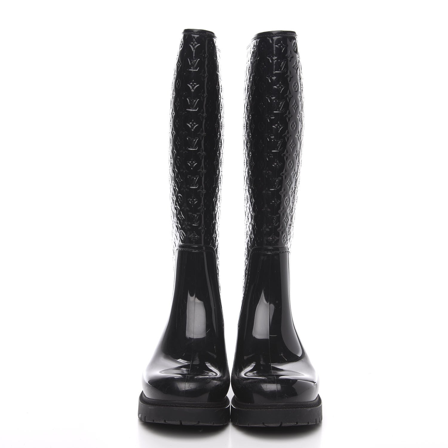 Louis Vuitton Rubber Embossed Monogram Splash Rain Boots 36 Black 2 of 9