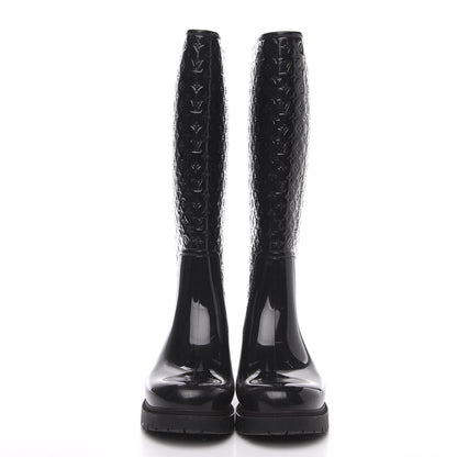 Louis Vuitton Rubber Embossed Monogram Splash Rain Boots 36 Black 2 of 9