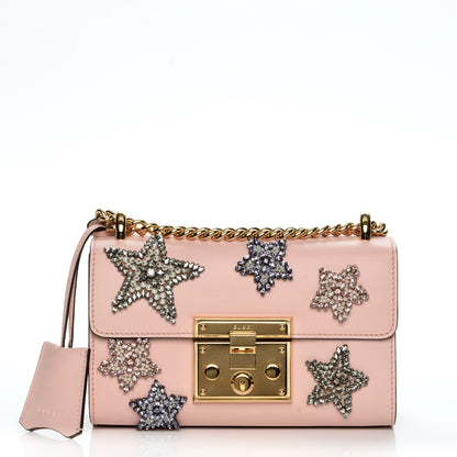 Gucci Calfskin Crystal Star Embroidered Small Padlock Shoulder Bag Perfect Pink Multicolor 1 of 7
