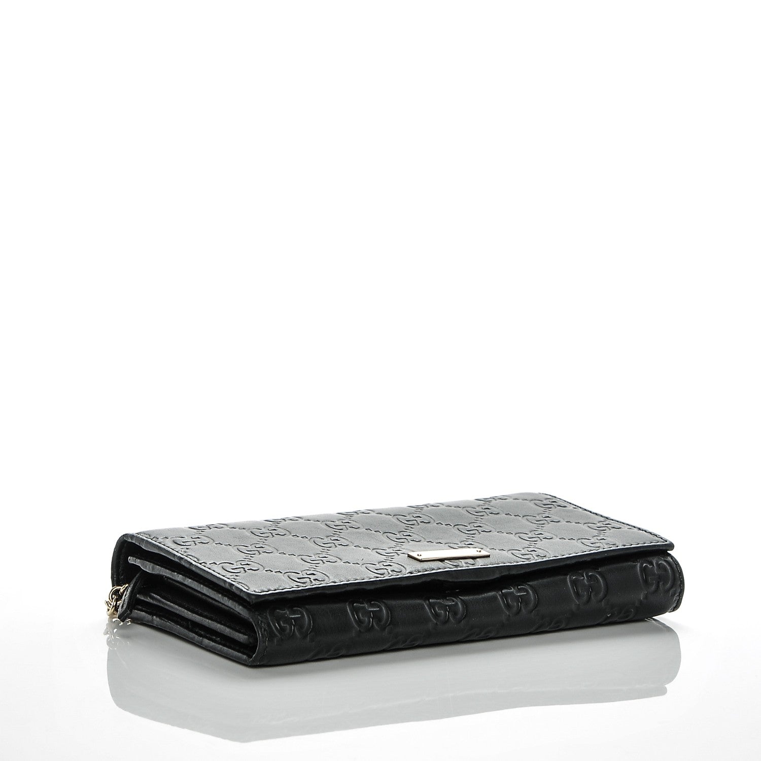 Gucci Guccissima Margaux Calfskin Metal Bar Chain Wallet Black 4 of 6