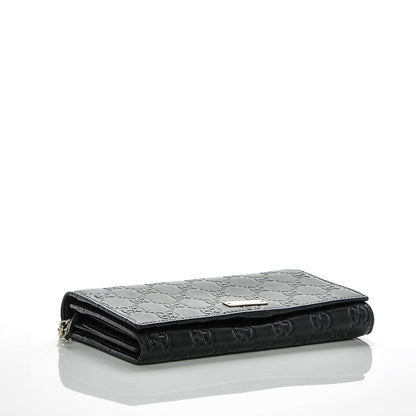 Gucci Guccissima Margaux Calfskin Metal Bar Chain Wallet Black 4 of 6