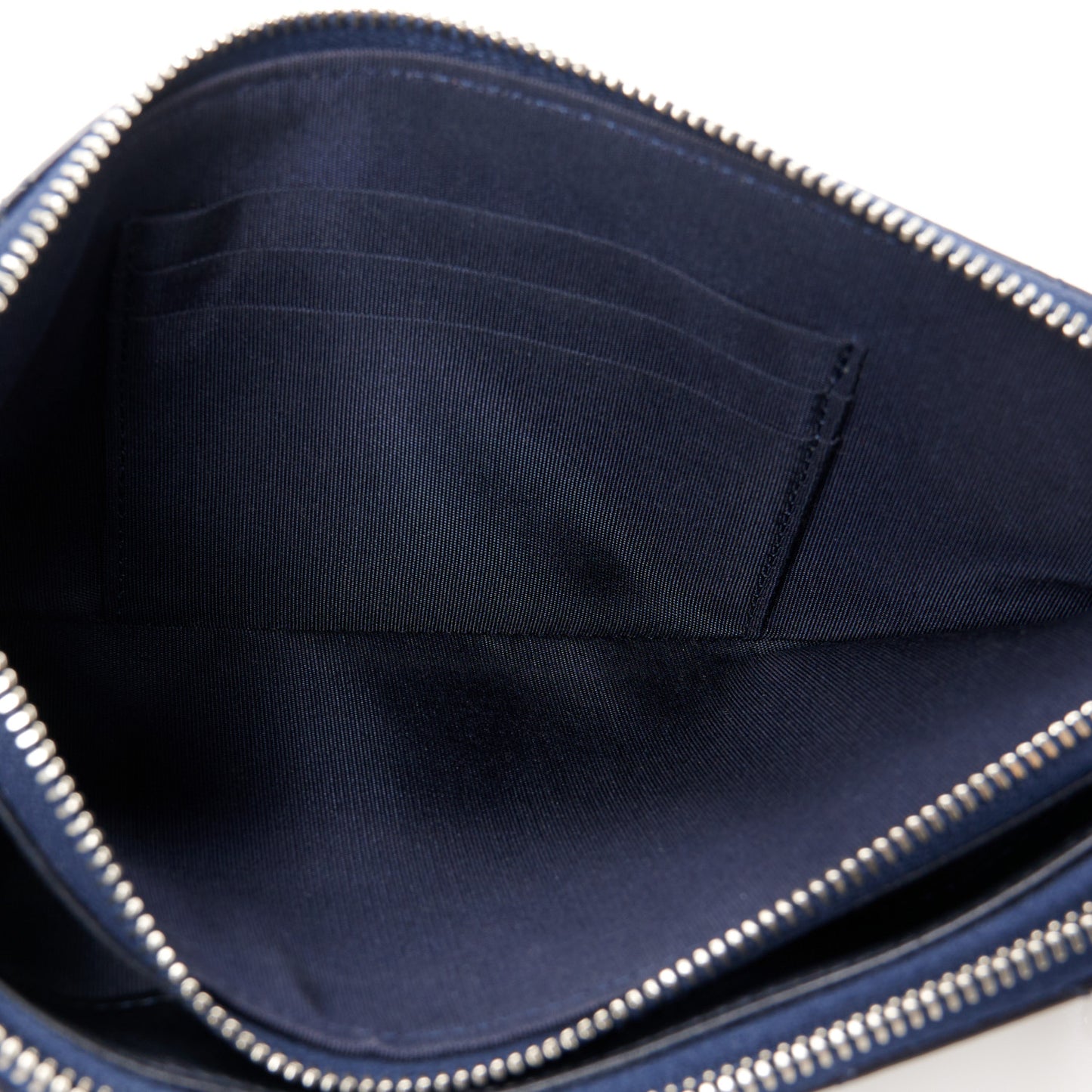 Lambskin Quilted Small Clutch With Pearl Chain Navy Blue