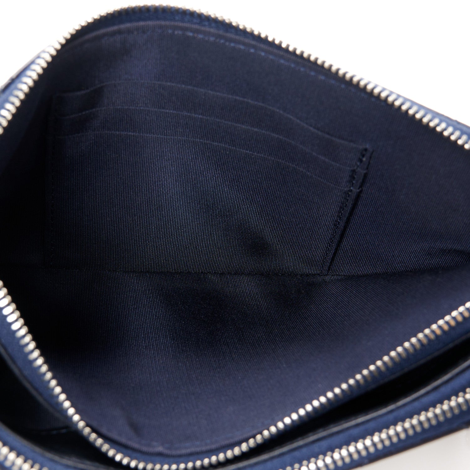 Chanel Lambskin Quilted Small Clutch With Pearl Chain Navy Blue 8 of 13