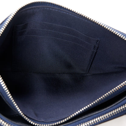 Chanel Lambskin Quilted Small Clutch With Pearl Chain Navy Blue 8 of 13