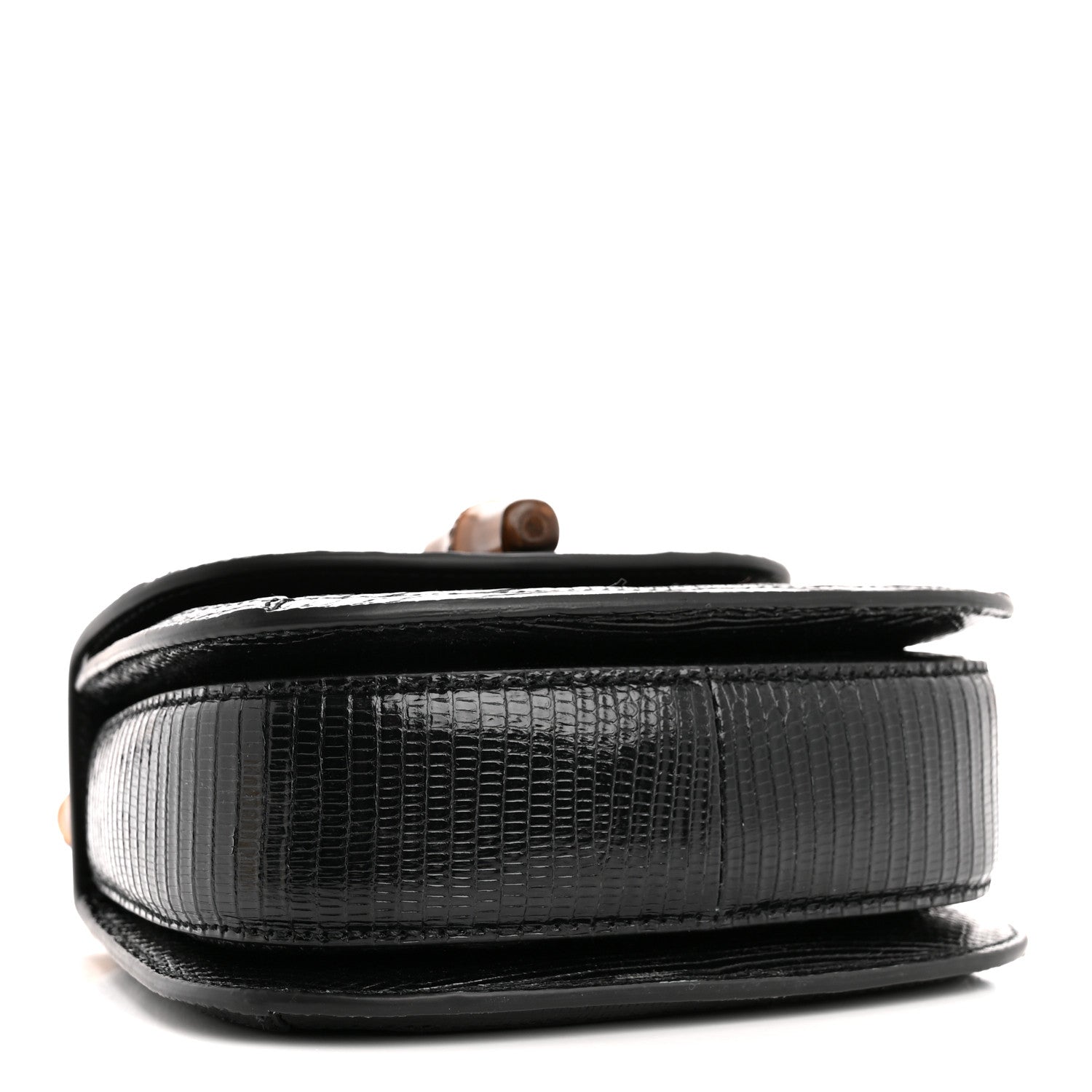 Gucci Sequin Lizard Embossed GG Mini Bamboo 1947 Top Handle Chain Bag Black White 4 of 10