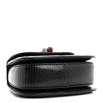Gucci Sequin Lizard Embossed GG Mini Bamboo 1947 Top Handle Chain Bag Black White 4 of 10