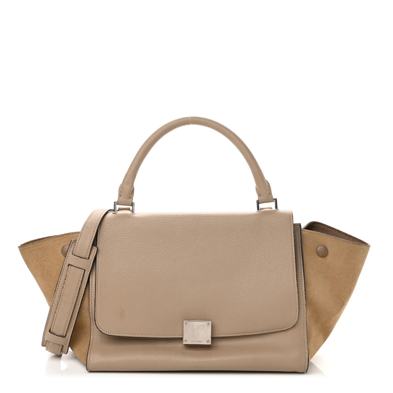 Celine Drummed Calfskin Suede Small Trapeze Dune 1 of 15