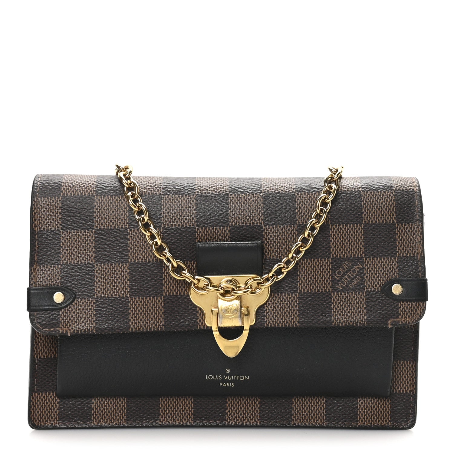 Louis Vuitton Damier Ebene Vavin Chain Wallet Black 1 of 10