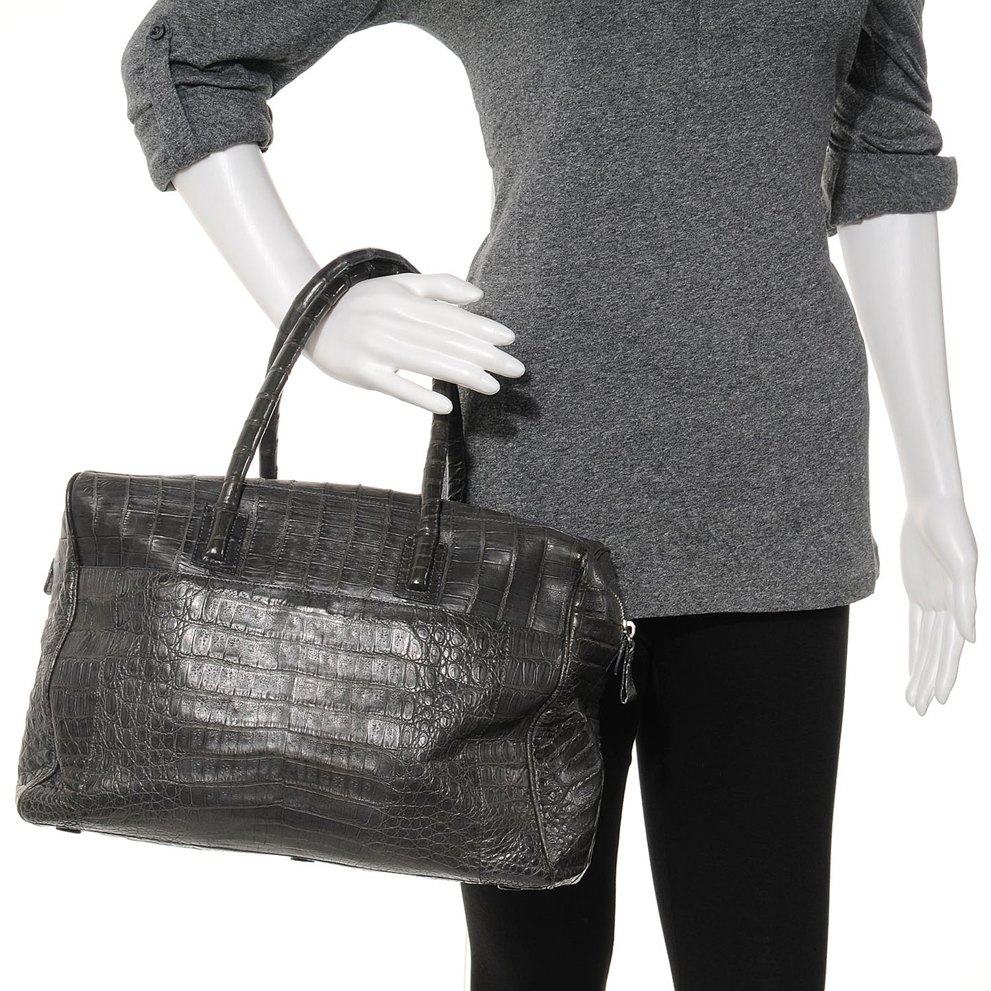 Crocodile Satchel Grey