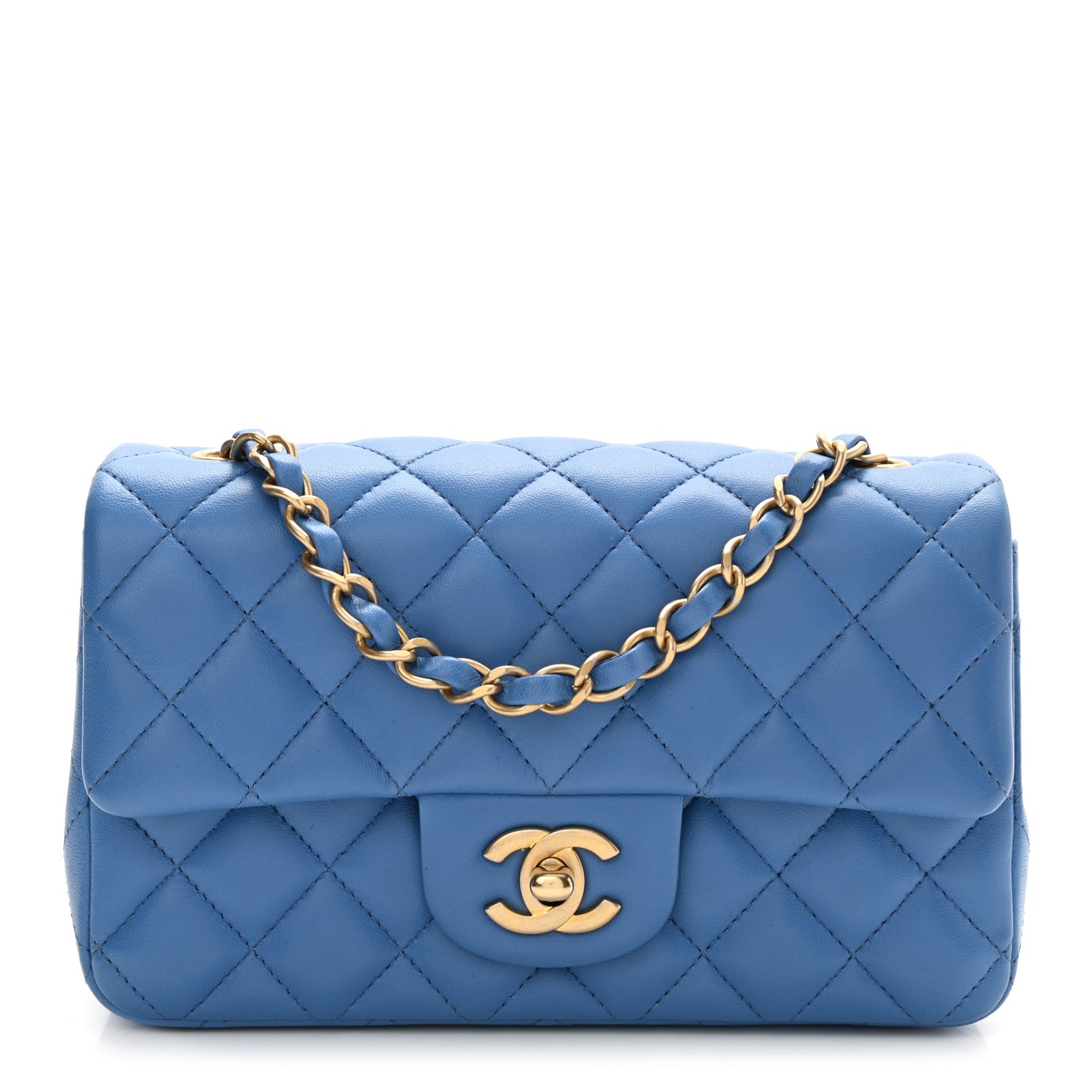 Chanel Lambskin Quilted Mini Rectangular Flap Blue 1 of 11