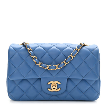 Chanel Lambskin Quilted Mini Rectangular Flap Blue 1 of 11