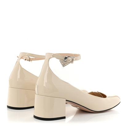 Prada Vernice Triangle Round Toe 35mm Pumps 37 Avorio 4 of 8