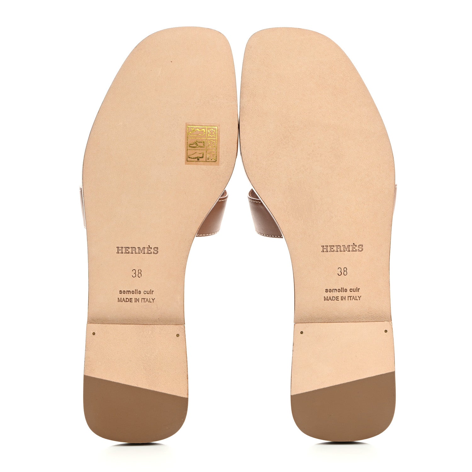 Hermes Box Calfskin Oran Sandals 38 Gold 5 of 9