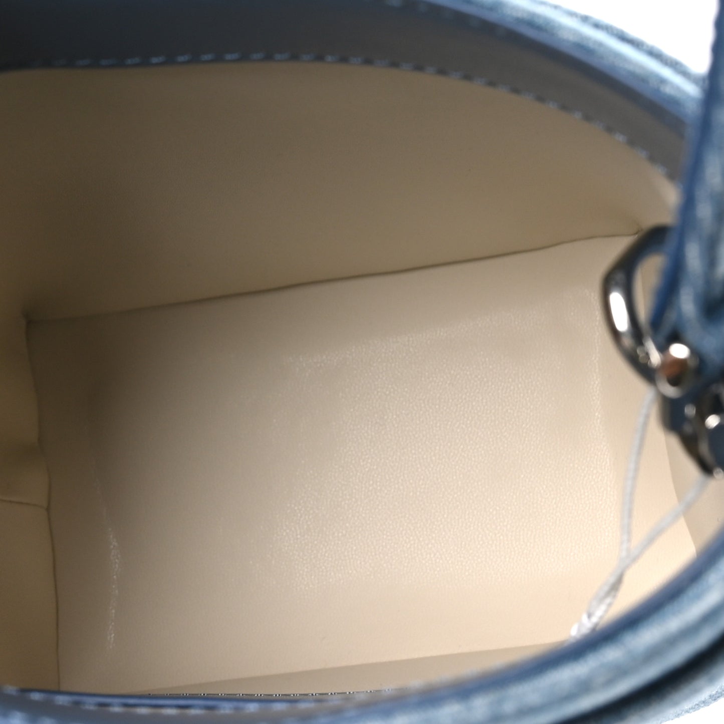 Denim Shark Lock Bucket Bag Medium Blue