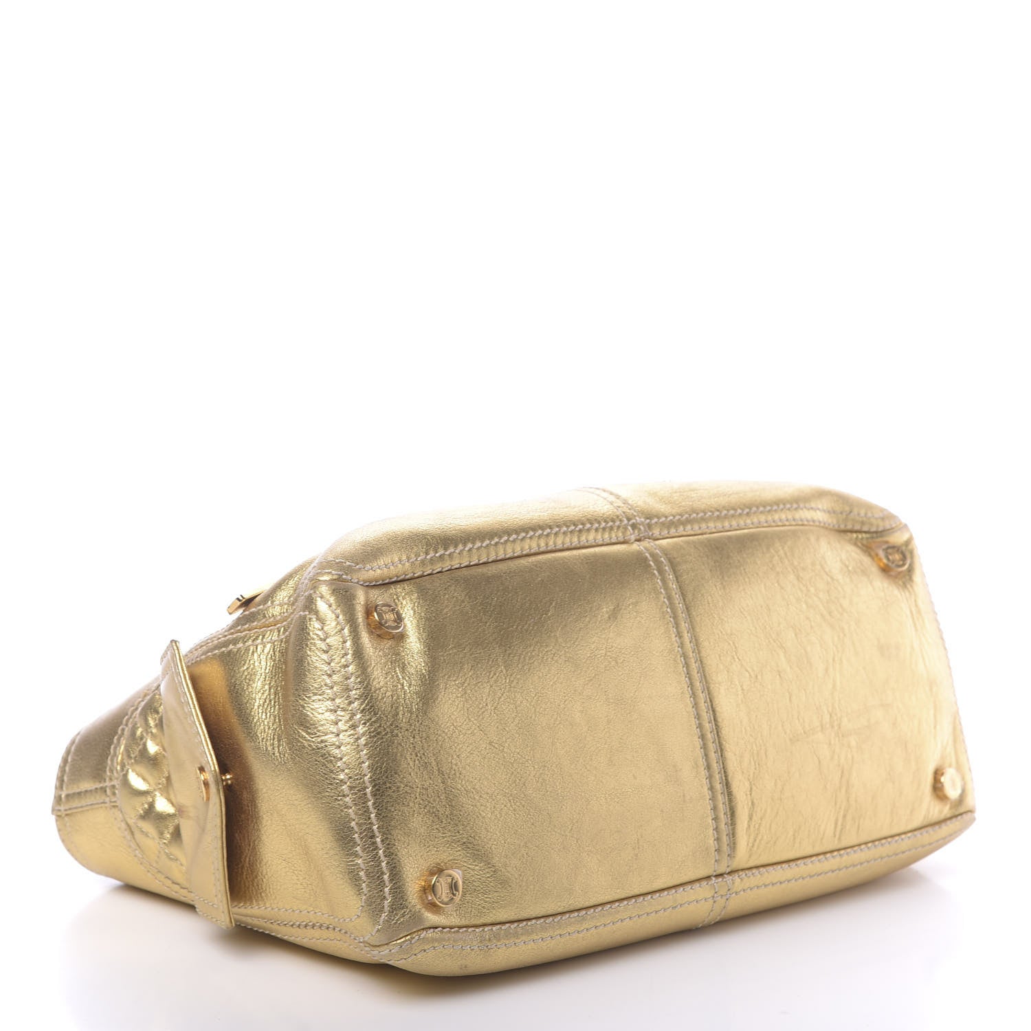 Celine Metallic Lambskin Quilted Boogie Satchel Gold 4 of 21