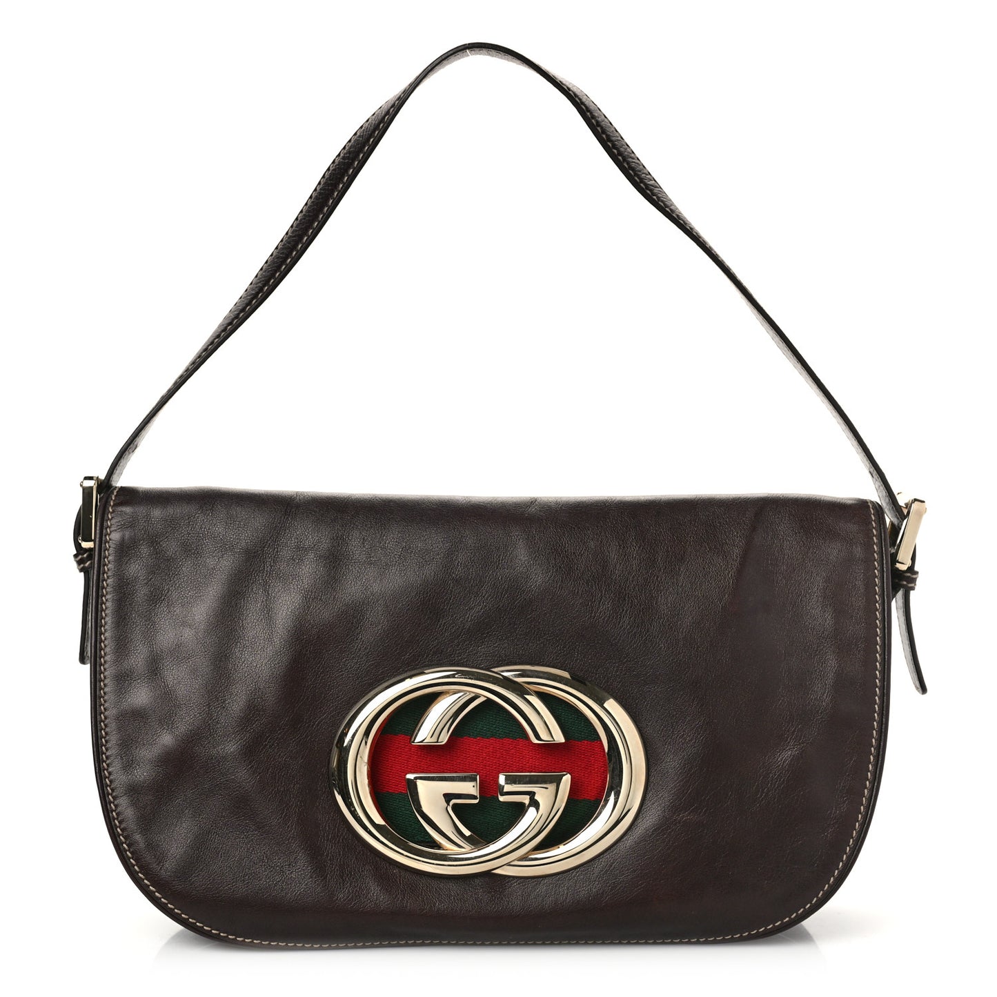 Calfskin Web Small Britt Shoulder Bag Brown