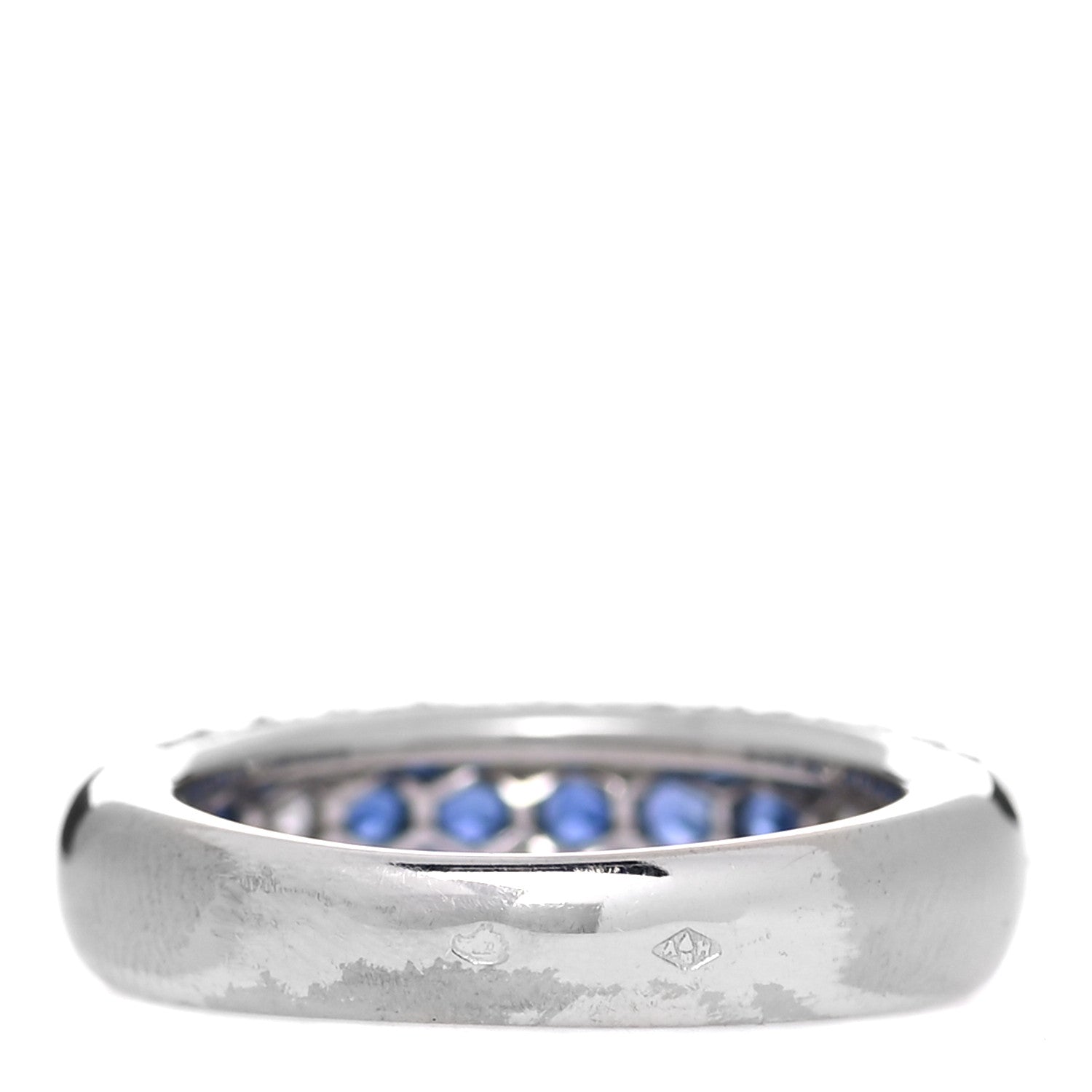 Cartier 18K White Gold Diamond Sapphire 6mm Mimi Ring 53 6.5 3 of 4
