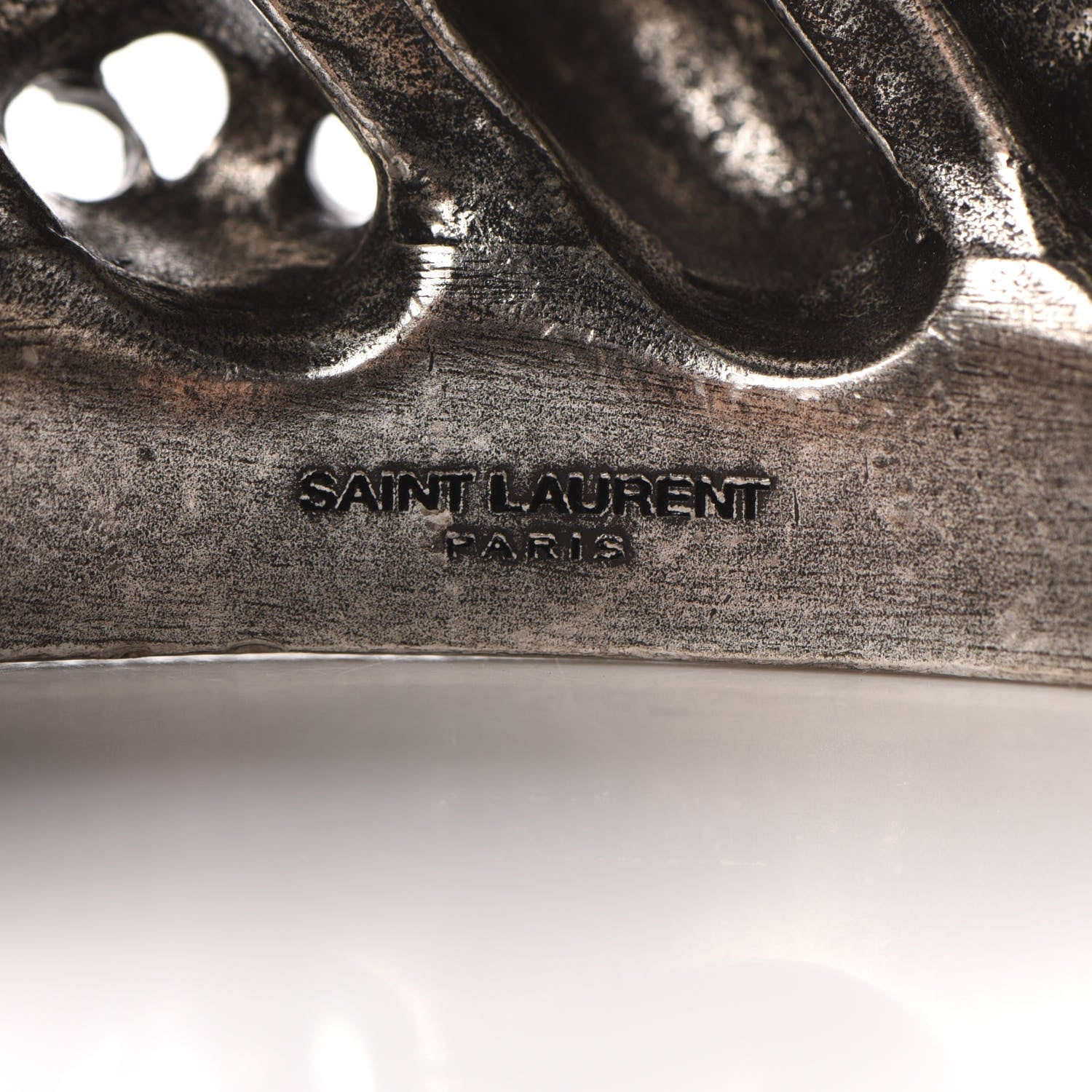 Saint Laurent Brass Marrakech Cuff Bracelet Silver Black Agate 4 of 4