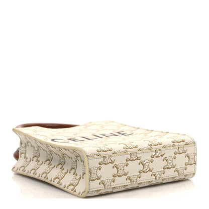 Celine Triomphe Canvas Calfskin Mini Vertical Cabas White 4 of 9