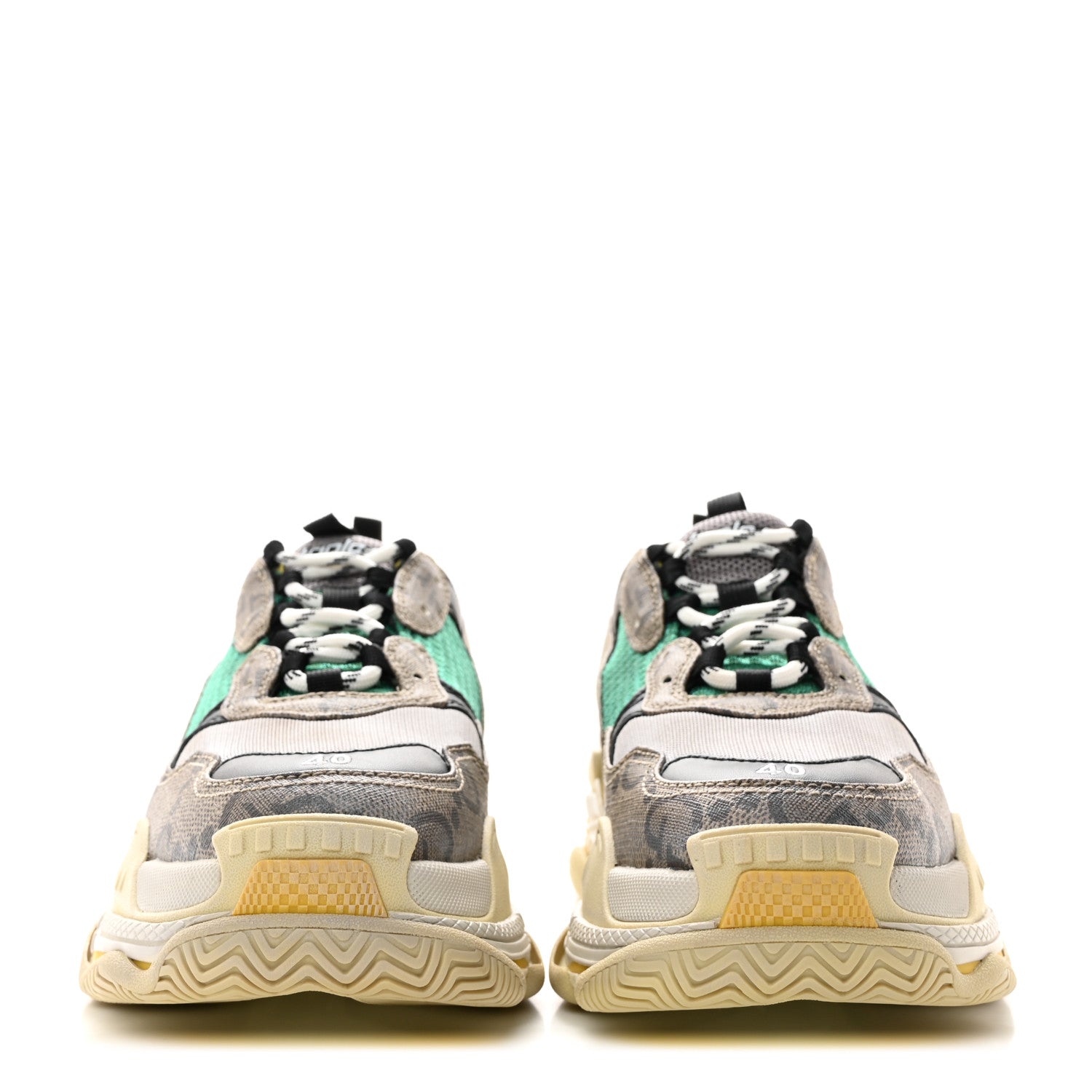 Balenciaga X GUCCI Maxi GG Supreme Monogram Mens Triple S Sneakers 40 Beige Ebony Black Green 2 of 9