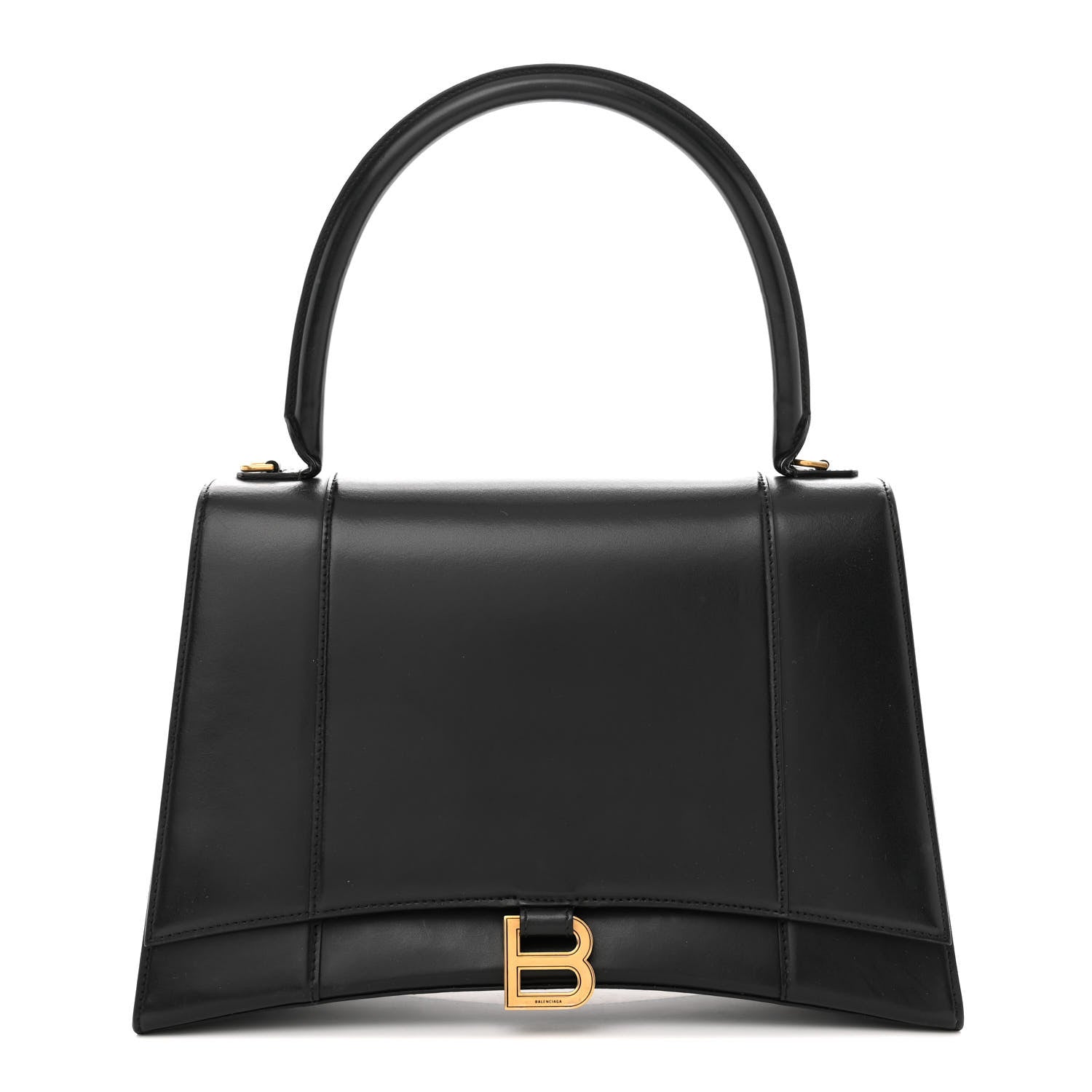 Balenciaga Shiny Box Calfskin Medium Hourglass Top Handle Bag Black 1 of 17
