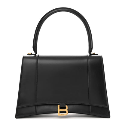 Balenciaga Shiny Box Calfskin Medium Hourglass Top Handle Bag Black 1 of 17