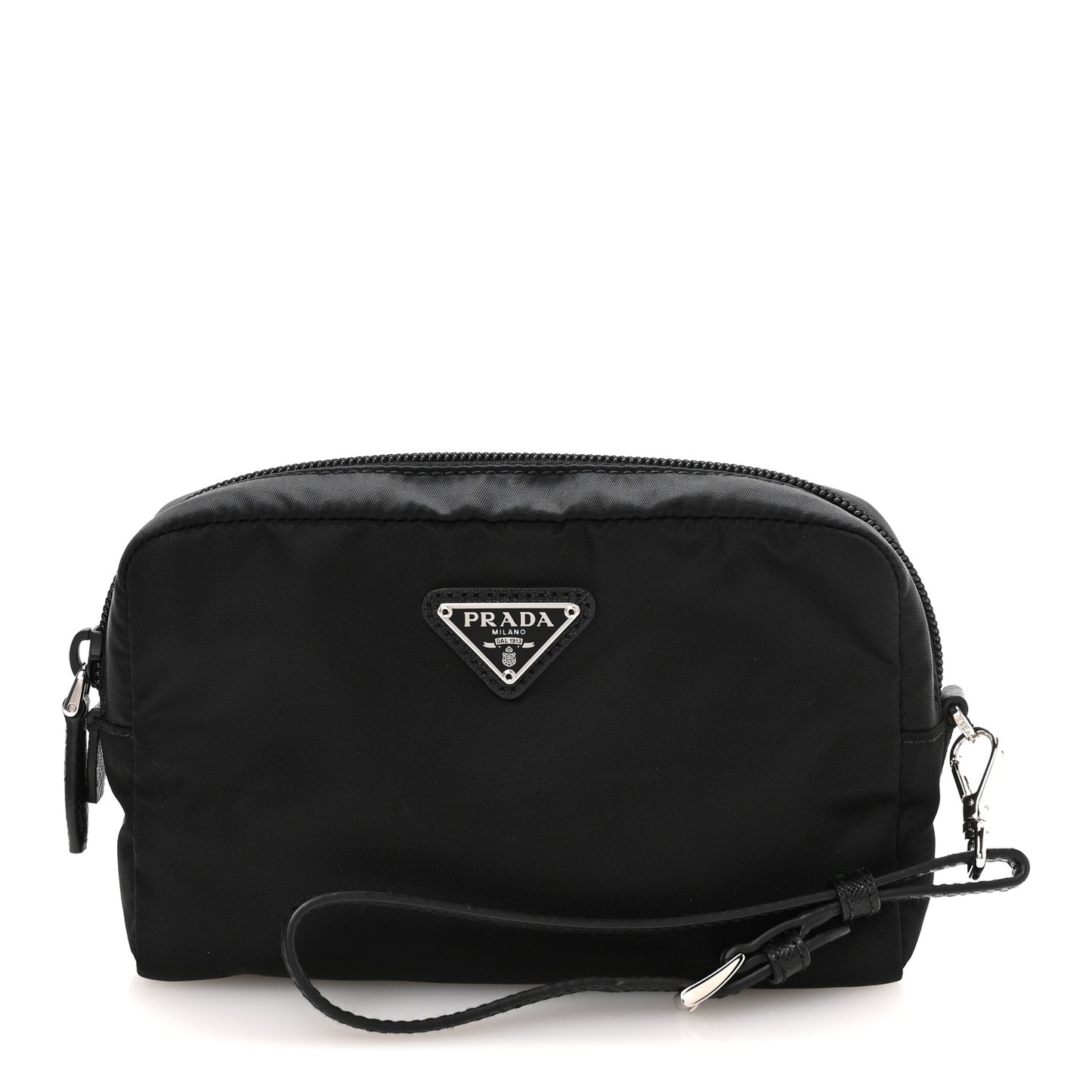 Re-Nylon Saffiano Pouch Wristlet Black