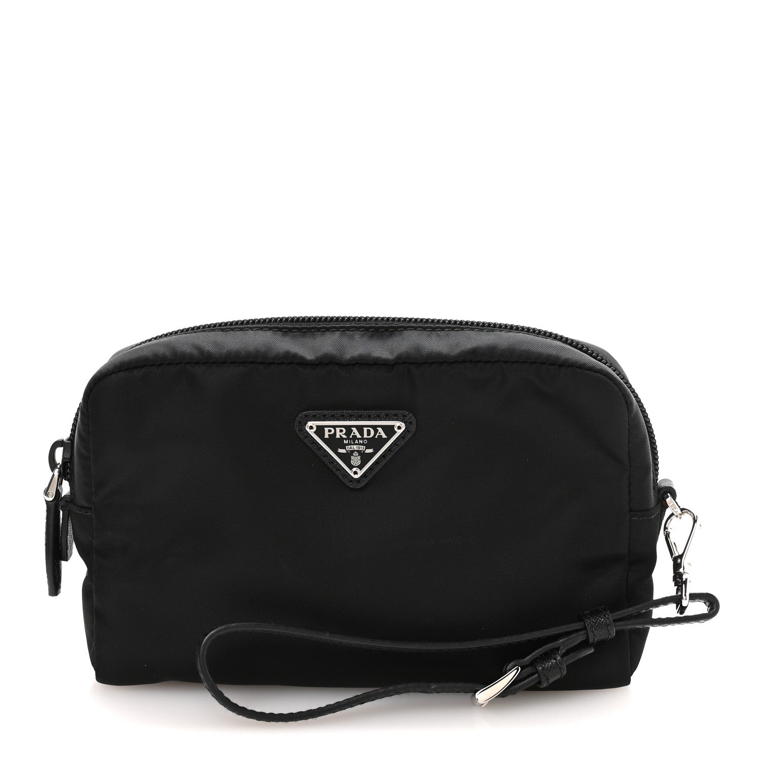 Prada Re-Nylon Saffiano Pouch Wristlet Black 1 of 8