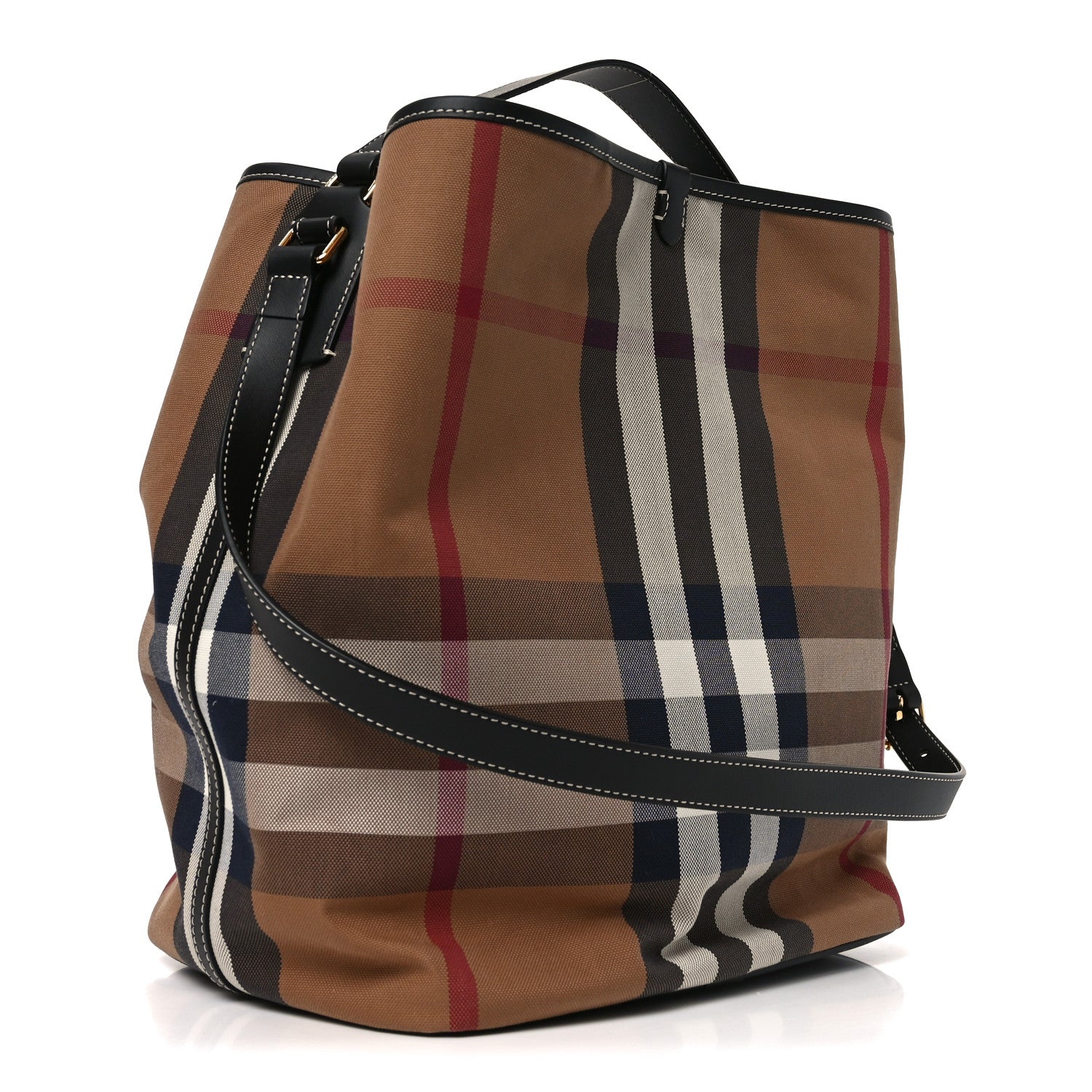 Burberry Giant Check Canvas Calfskin Ashby Bucket Bag Birch Brown 2 of 8