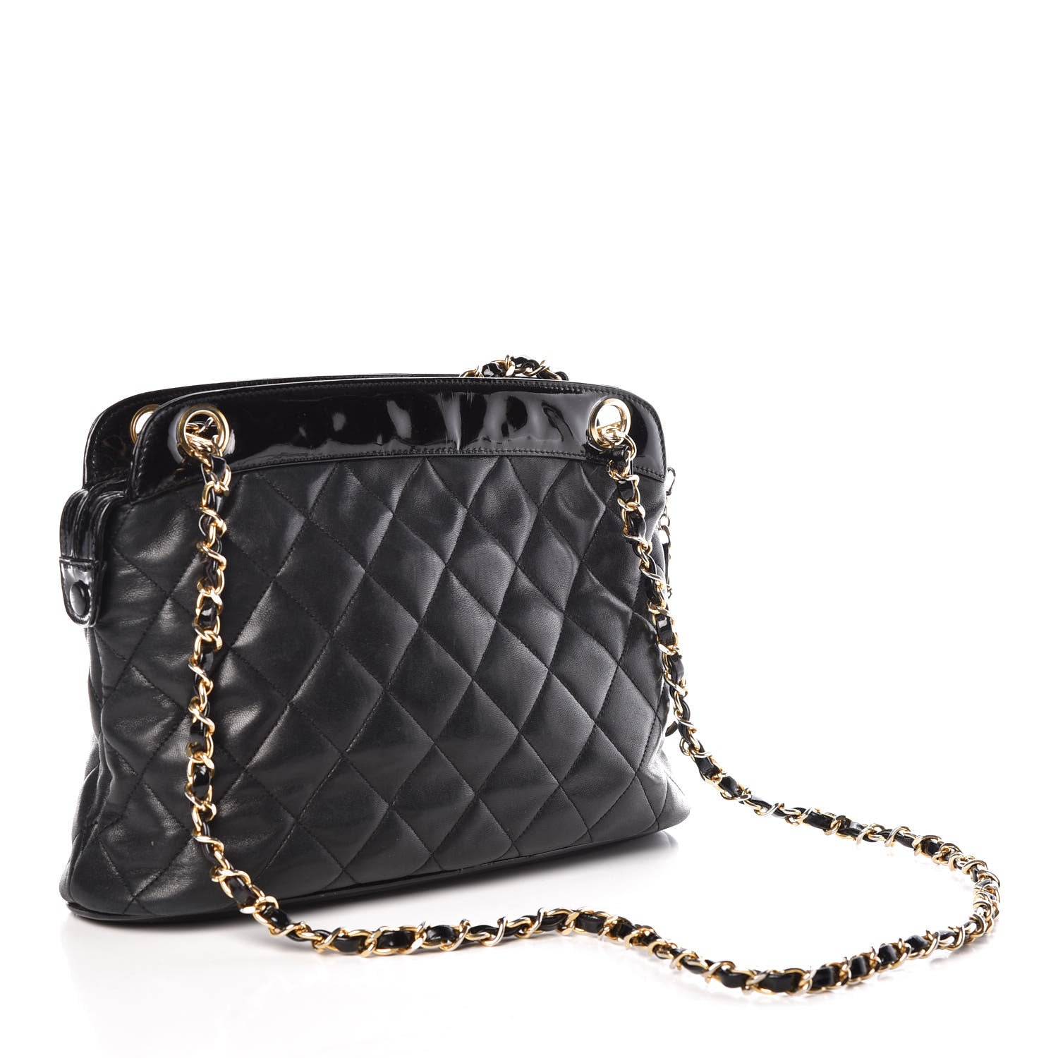 Chanel Lambskin Patent Quilted Shoulder Bag Black 3 of 10