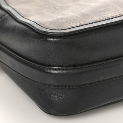 Fendi Glazed Fabric Vitello Century FF 1974 Stamp Patch Camera Case Mogano Panna Black 7 of 8