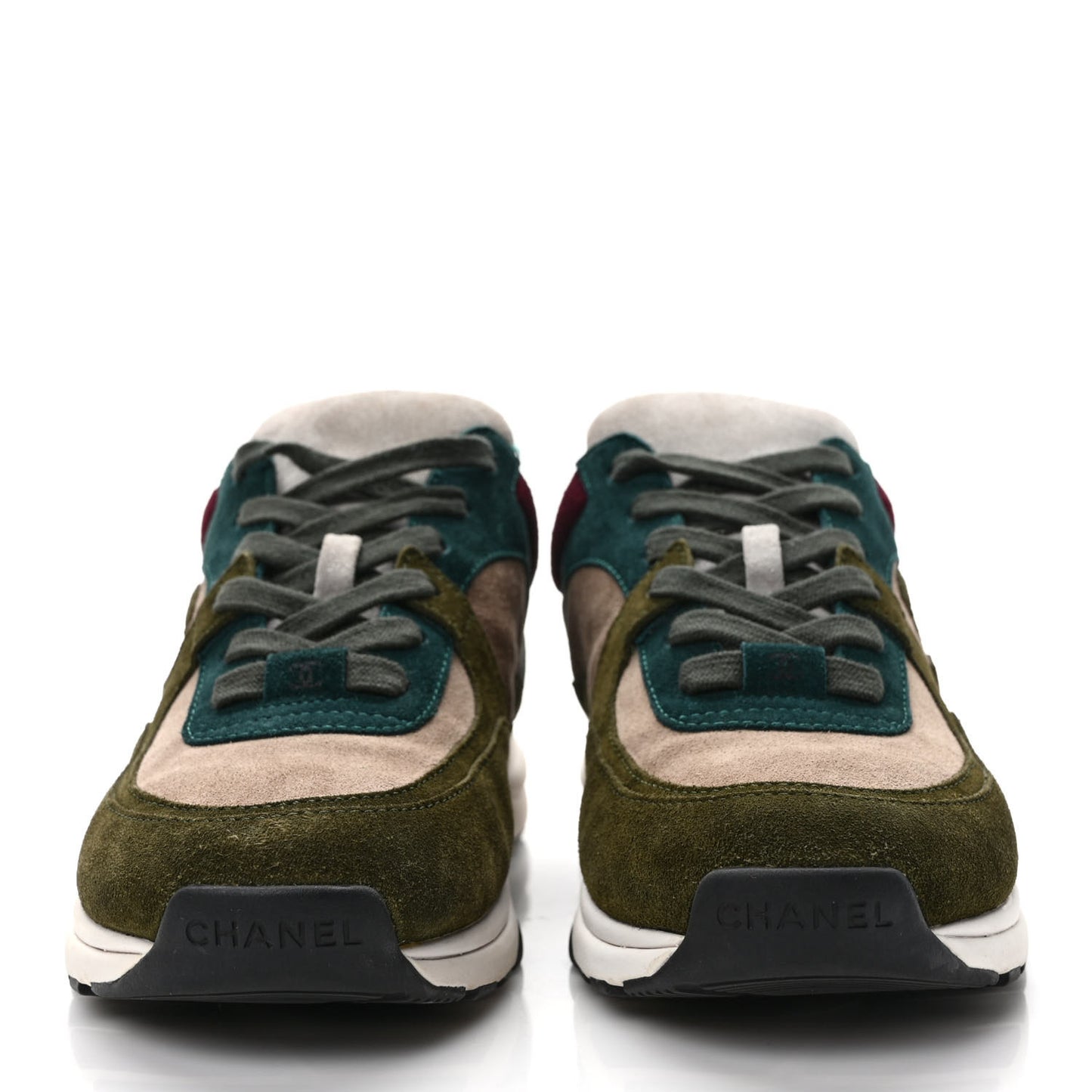 Suede Calfskin CC Sneakers 36.5 Green Beige