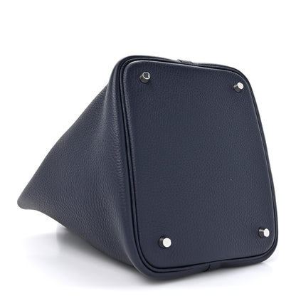 Hermes Taurillon Clemence Matte Alligator Picotin Lock Touch 22 Bleu Nuit 4 of 11