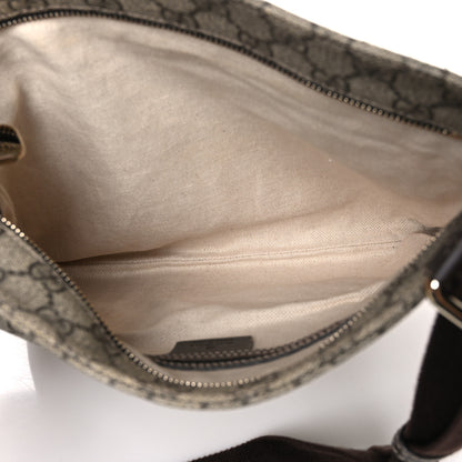 Gucci GG Supreme Monogram Selleria Calfskin Small Flat Side Zip Messenger Bag Beige Ebony Cocoa Dark Chocolate 5 of 10