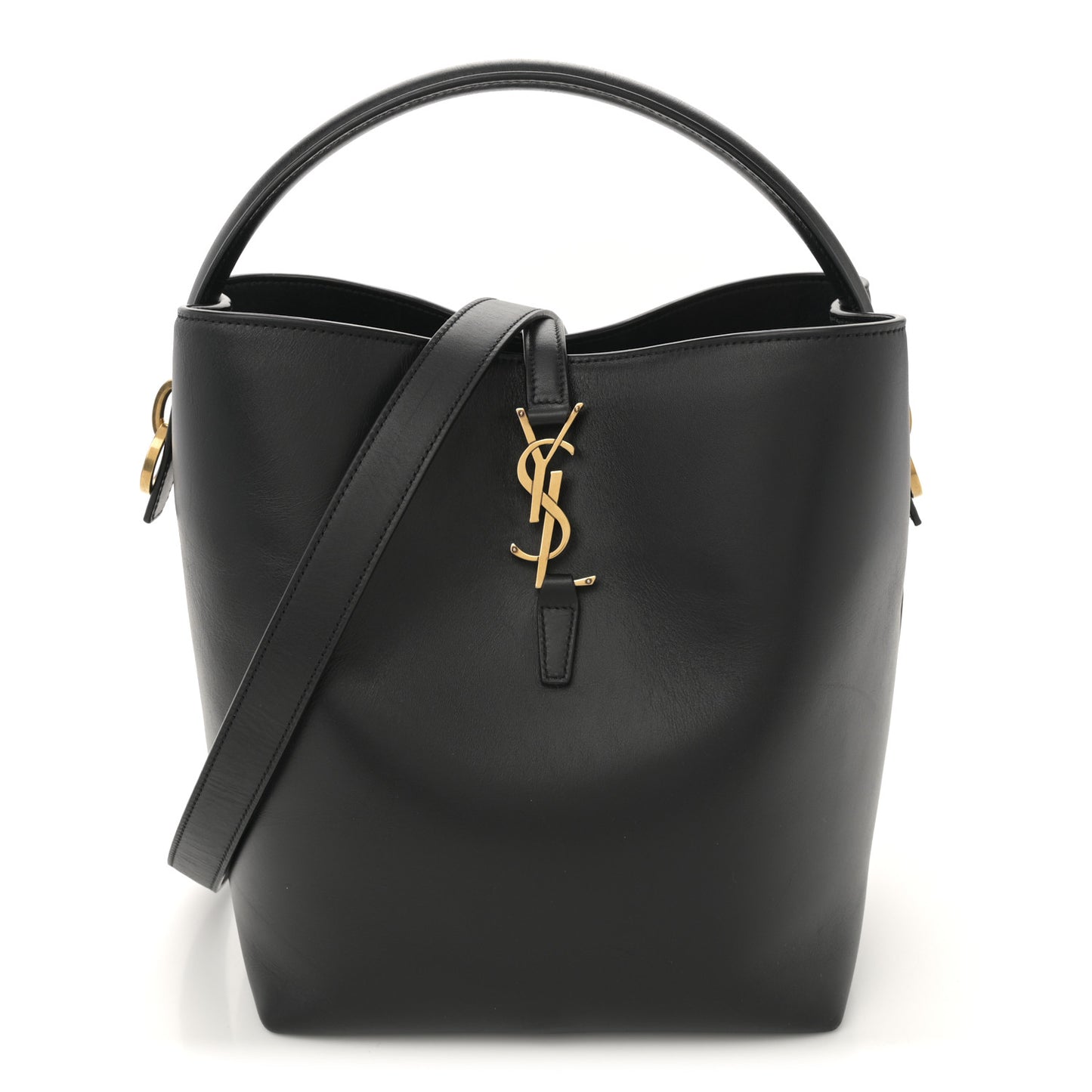 Shiny Calfskin Le 37 Bucket Bag Black