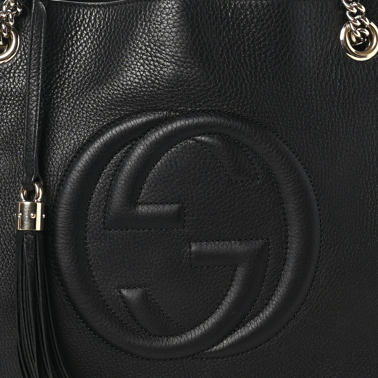 Gucci Pebbled Calfskin Medium Soho Chain Shoulder Bag Black 7 of 10
