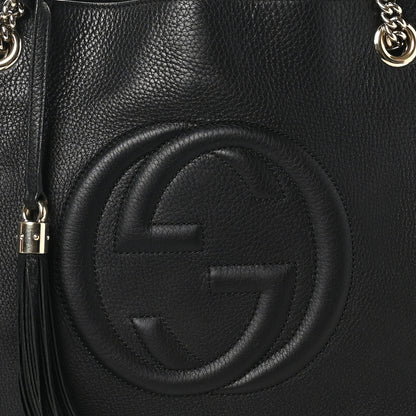 Gucci Pebbled Calfskin Medium Soho Chain Shoulder Bag Black 7 of 10