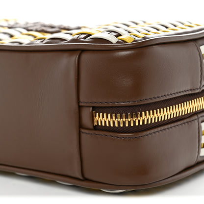 Miu Miu Woven Calfskin Small Beau Top Handle Bag Acero Sole Talco 9 of 9